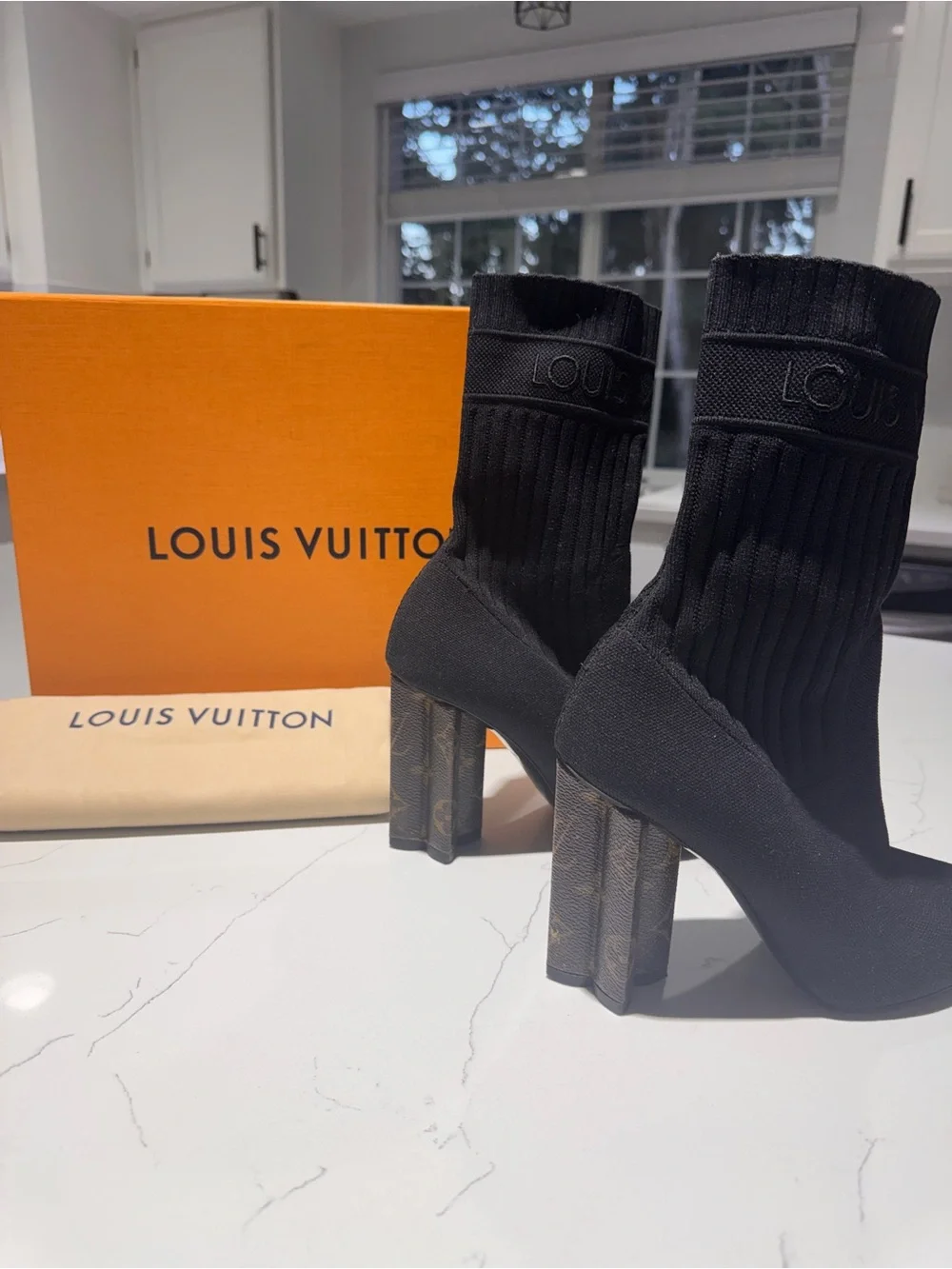 Louis Vuitton Black Knit Silhouette Ankle Boots